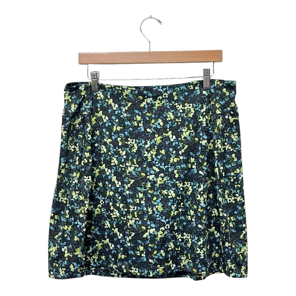 J.Jill | Green Abstract Elastic Waist Stretch Fit Knit Skort M Tall